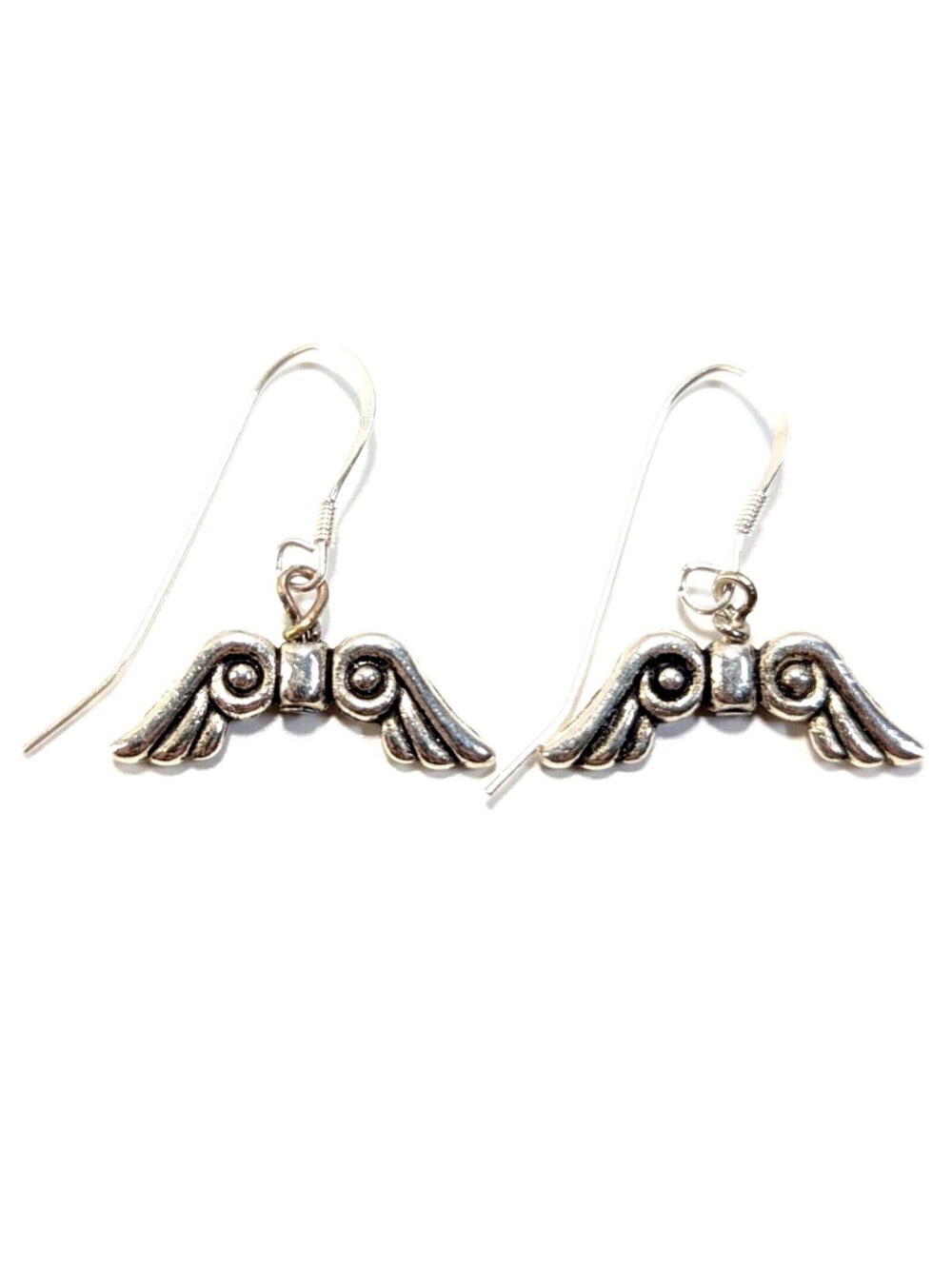 Sterling Silver - Vintage 925 Guardian Angel Wings Dainty Earrings 2.38g